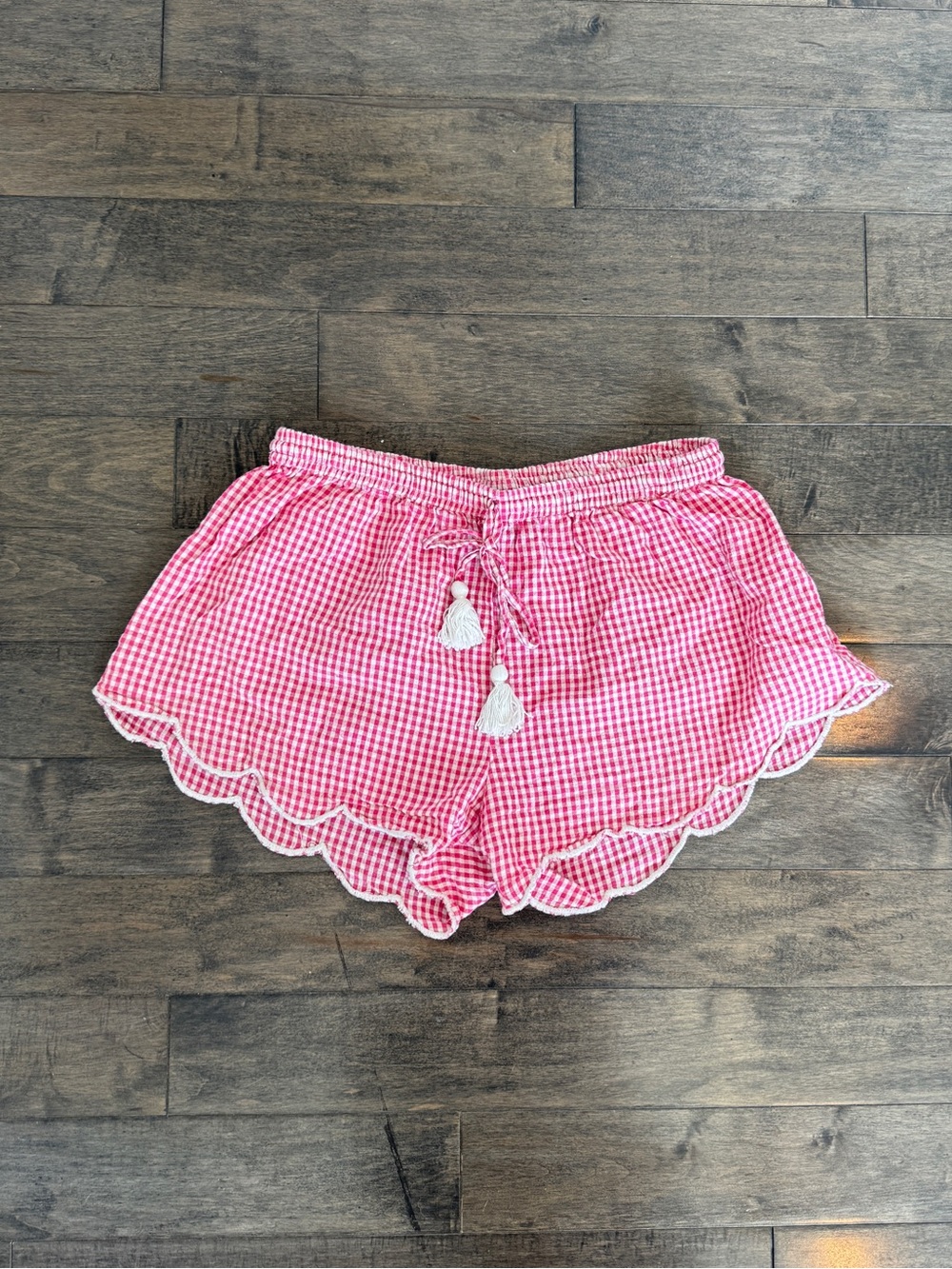 Red Gingham Cotton Shorts Size Small